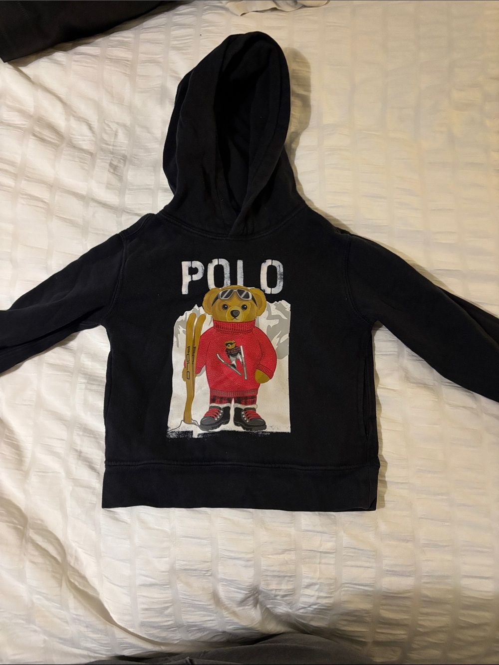 Polo by Ralph Lauren Black Hoodie with Red Bear Graphic